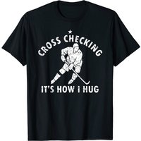 Vintage Ice Hockey Player Cross Checking T-Shirt for Men — Mens T Shirts