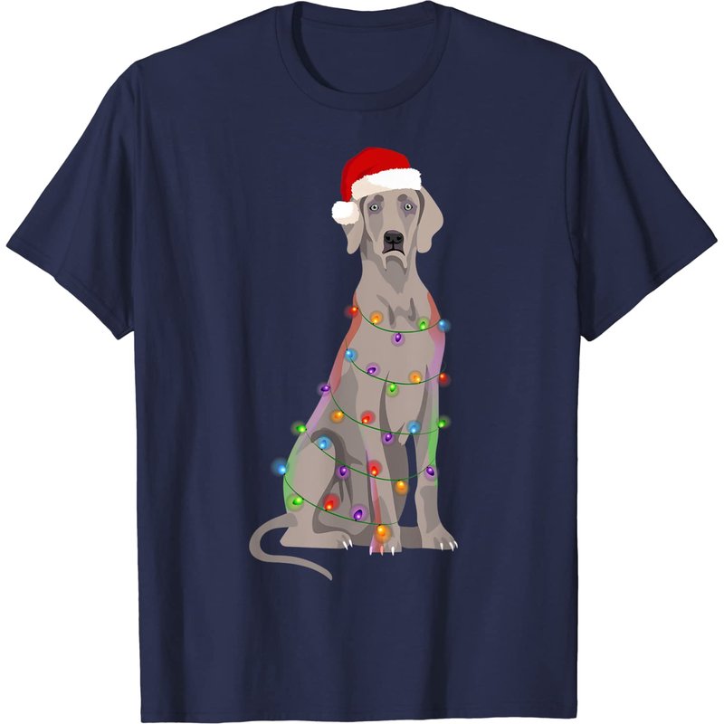 Weimaraner Christmas Lights Dog Lover T-Shirt for Men — Mens T Shirts