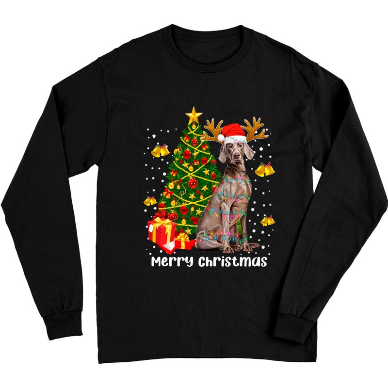 Pyjamas Longs Weimaraner Noël Lumières Arbre Santa