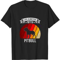 T-shirt Silhouette Pitbull pour hommes - La vie est meilleure avec des Pitbulls — T-shirts pour hommes