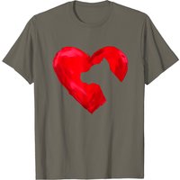 T-Shirt Silhouette de Pitbull avec Cœur pour Amoureux des Chiens