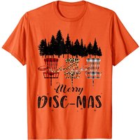 Merry Disc-Mas Disc Golf Flannel and Leopard Christmas T-Shirt
