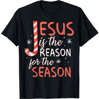Jesus Is The Reason For The Season Candy Cane Christmas T-Shirt