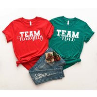 Merry Christmas Team Nice Team Naughty Family Matching T-Shirt