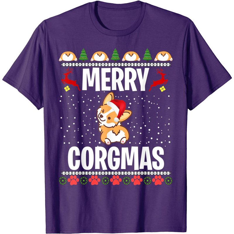 T-shirt Corgi Ugly Christmas Sweater Merry Corgmas Santa pour hommes — T-shirts pour hommes