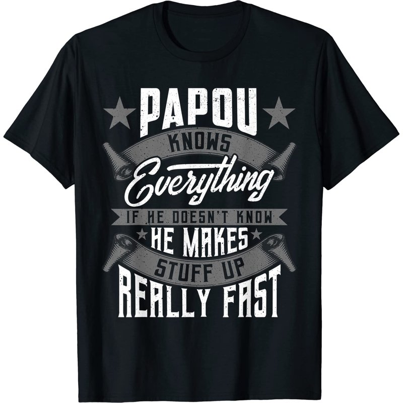 T-Shirt Papou pour hommes en noir — T-shirts pour hommes