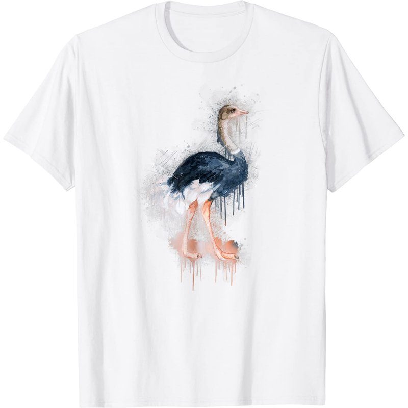 T-shirt Coloré Graphique Cartoon Autruche pour Hommes — T-shirts pour hommes