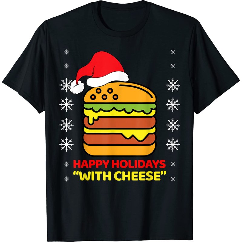 T-shirt Joyeuses Fêtes avec Fromage Cheeseburger pour Hommes — T-shirts pour hommes