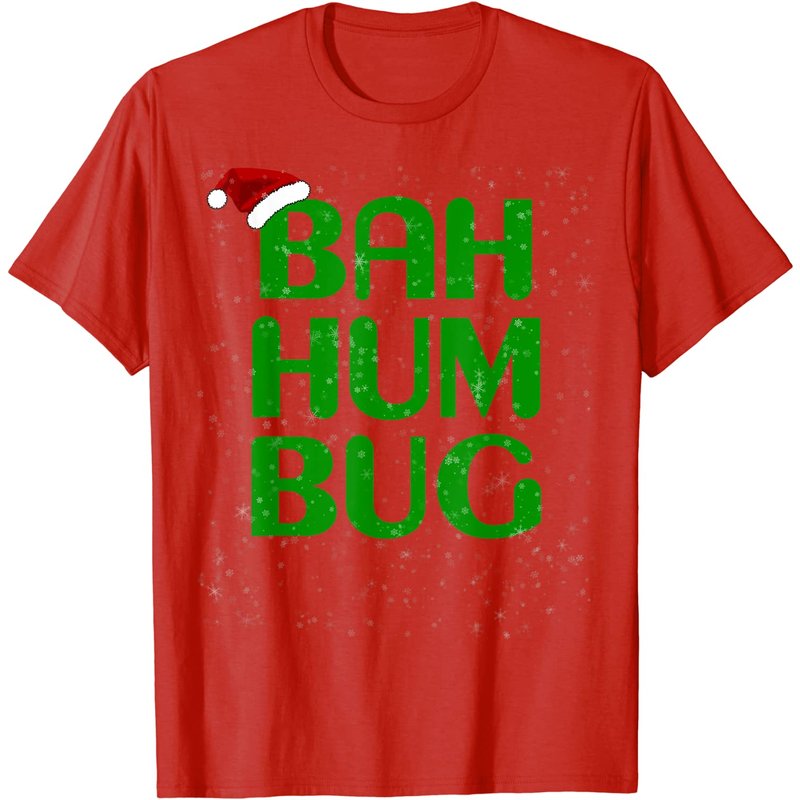 Snowy Christmas Bah Humbug Santa Hat T-Shirt for Men — Mens T Shirts