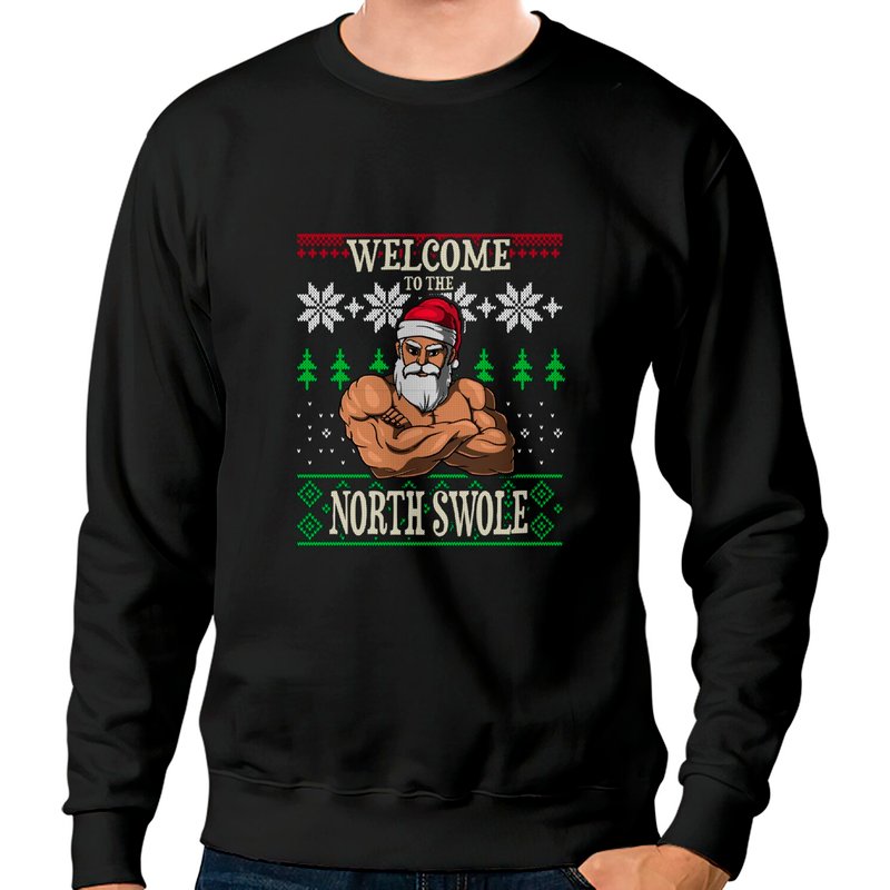 The North Swole Santa Claus Christmas Gym Pun Sweatshirt — Sweats à capuche pour hommes