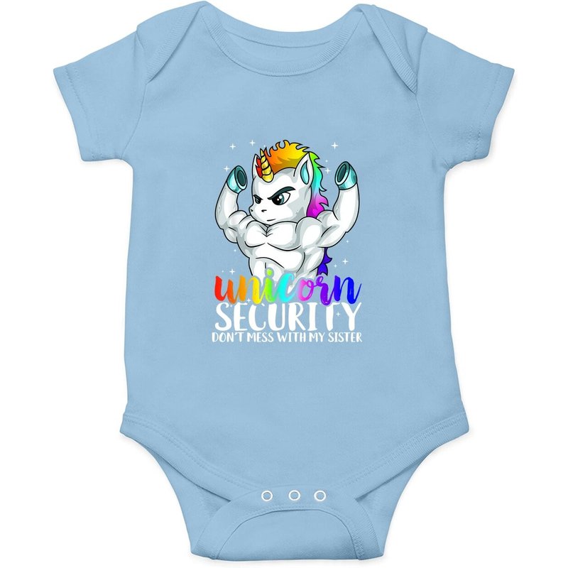Unicorn Security Don't Mess With My Sister Brother Gift Onesie