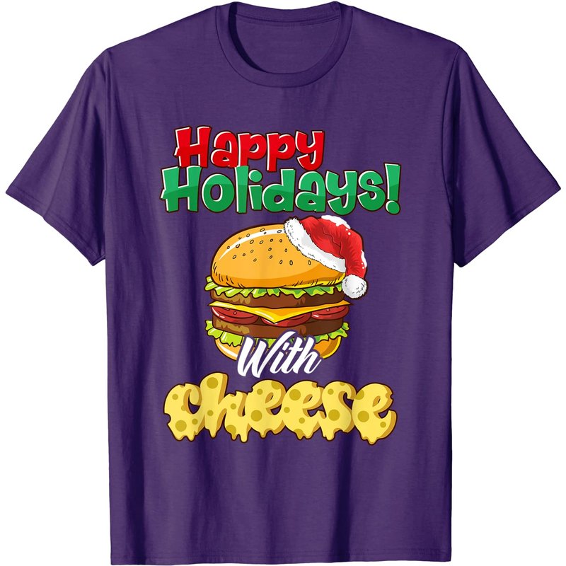 T-shirt Cheeseburger de Noël Happy Holidays with Cheese — T-shirts pour hommes