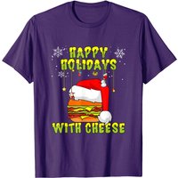 T-shirt Joyeuses Fêtes avec Fromage et Burger de Noël pour Hommes