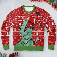 3D Ugly Christmas Dinosaur Sweater for Unisex — Mens Hoodies
