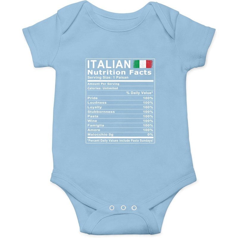 Body bébé avec faits nutritionnels italiens — Bodys bébé