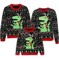 Chandail de Noël Moche 3D Dinosaure pour toute la famille