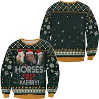 3D Horse Make Me Merry Christmas Sweater for Kids — Mens Hoodies