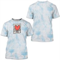 T-shirt Keith Haring Art Pop avec Deux Figures Tenant un Coeur