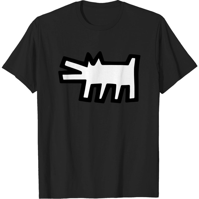 T-shirt Keith Haring Icone du Chien Aboyant pour Hommes, Art de Rue 1990 — T-shirts pour hommes