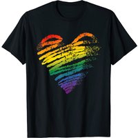 T-shirt LGBT Gay Pride avec drapeau en forme de cœur pour hommes
