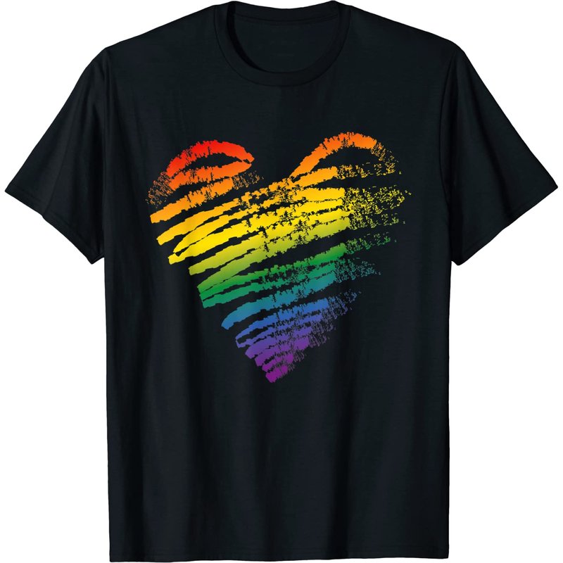 T-shirt LGBT Gay Pride avec drapeau en forme de cœur pour hommes — T-shirts pour hommes