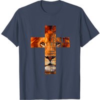 T-shirt religieux chrétien Jésus Le Lion de Juda Croisé — T-shirts pour hommes