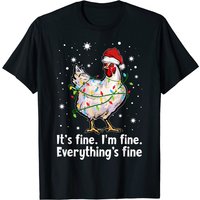 T-shirt humoristique de Noël avec poulet, tout va bien
