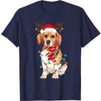 T-shirt Beagle Noël Renne avec Lumières pour Hommes