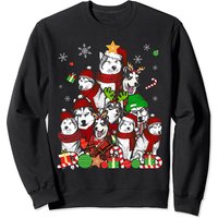Sweatshirt Arbre de Noël Husky Sibérien pour Amateurs de Chiens