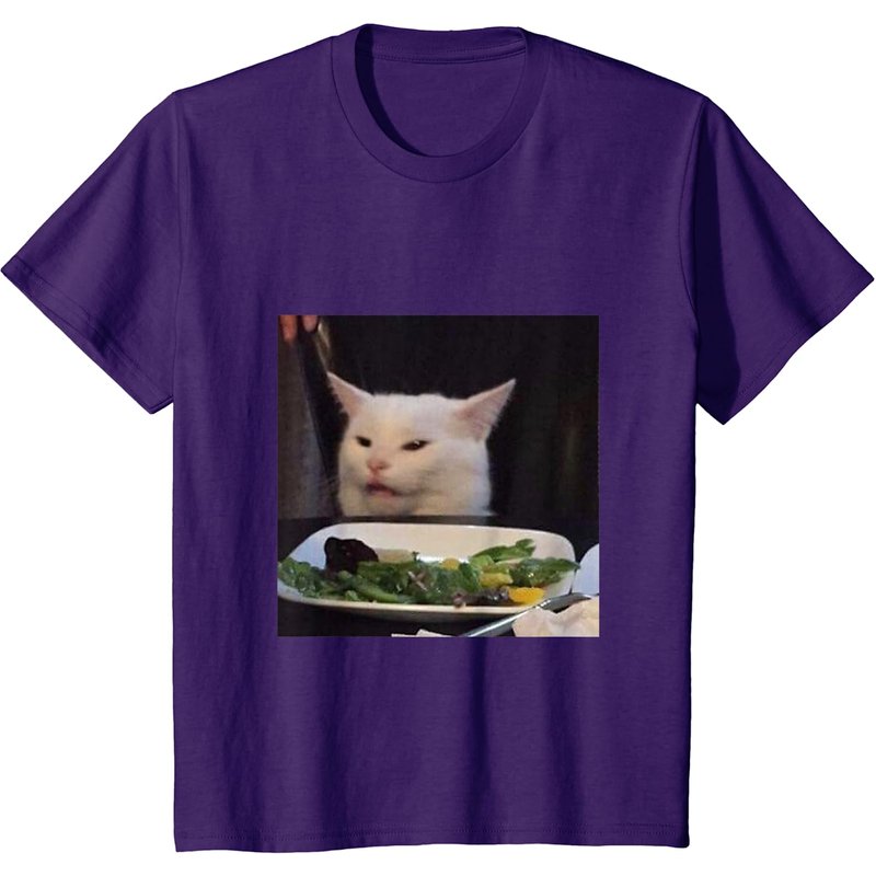 T-shirt pour hommes avec mème de chat à table - Cadeau drôle et confus — T-shirts pour hommes
