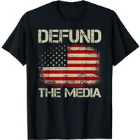 Vintage American Flag Defund The Media T-Shirt for Men