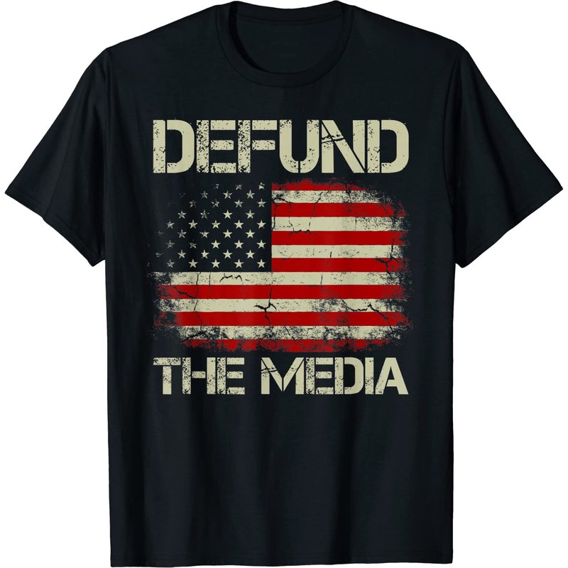 T-shirt Vintage Drapeau Américain Defund The Media pour Hommes — T-shirts pour hommes