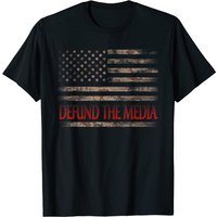 Defund The Media Vintage American Flag T-Shirt for Men