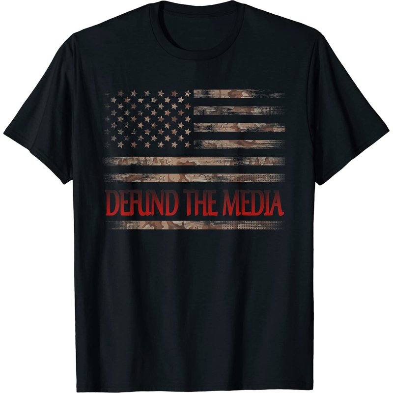 T-shirt Vintage Démanteler Les Médias avec Drapeau Américain — T-shirts pour hommes