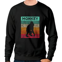 Monkey Sweatshirt Vintage Ape Monkey Unisexe Noir