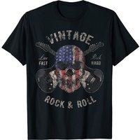 T-shirt Crâne Drapeau Américain pour Hommes - Design Rock and Roll Vintage — T-shirts pour hommes