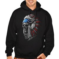 Hoodie Noir avec Drapeau Américain Skull pour Homme