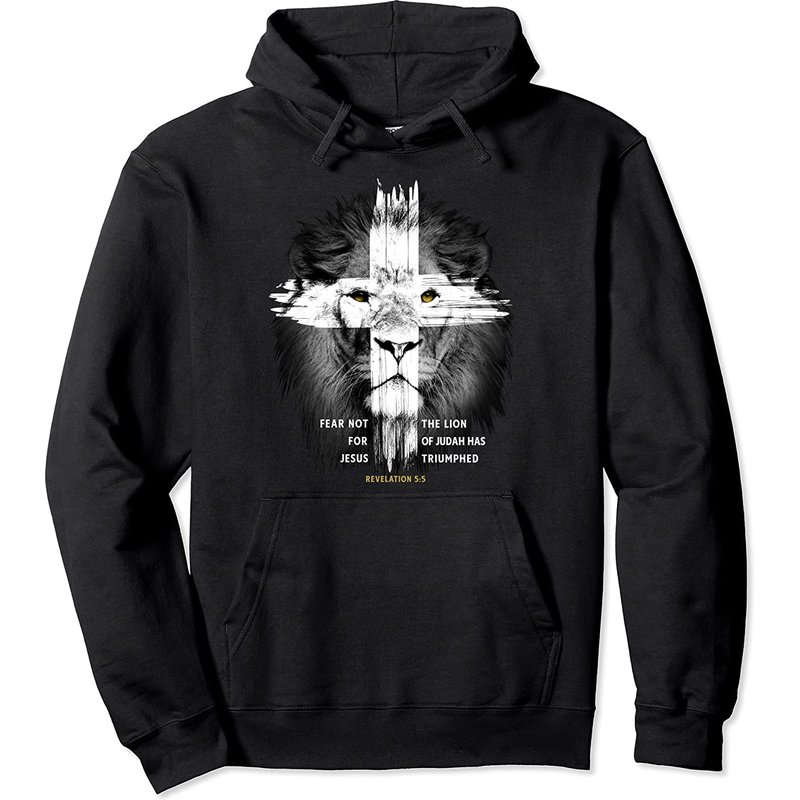 Hoodie Unisexe Lion Cross Jésus Chrétien — Sweats à capuche pour hommes