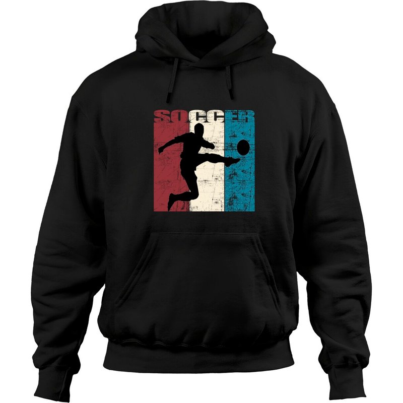 Hoodie Pullover Vintage Distressé Joueur de Soccer — Sweats à capuche pour hommes