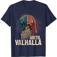 T-shirt Vintage Drapeau Américain Viking Until Valhalla pour Hommes — T-shirts pour hommes