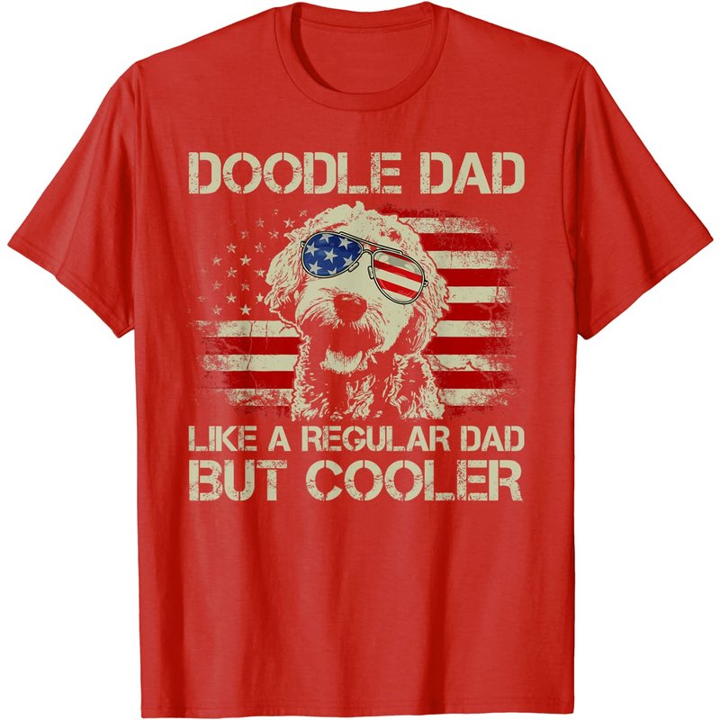T-shirt Doodle Dad Goldendoodle avec drapeau américain — T-shirts pour hommes