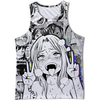 Ahegao Anime 3D Printed Tank Top for Unisex — Mens T Shirts