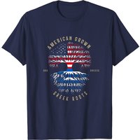 T-shirt American Grown Greek Roots avec drapeaux américain et grec