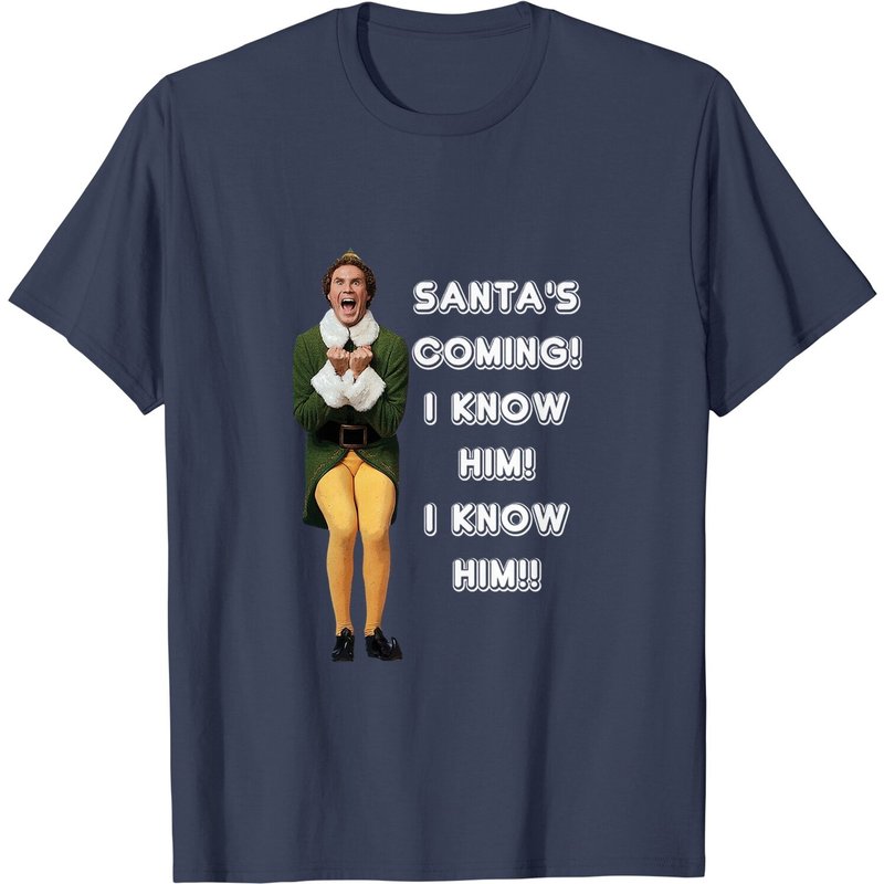T-shirts de Noël Santa's Coming I Know Him Elf Movie Will Ferrell — T-shirts pour hommes