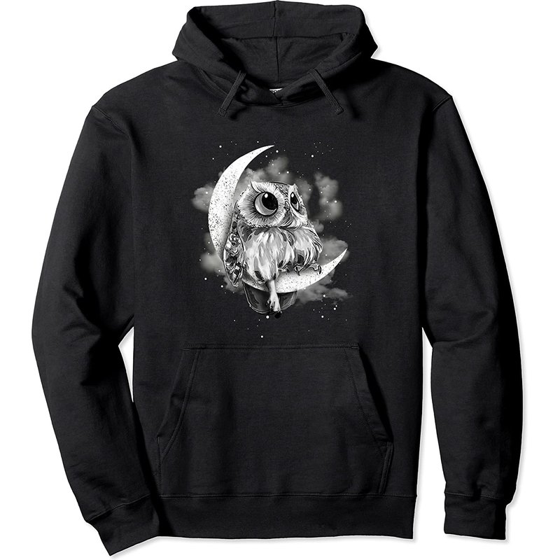 Hoodie à Capuche avec Hibou sur la Lune — Sweats à capuche pour hommes
