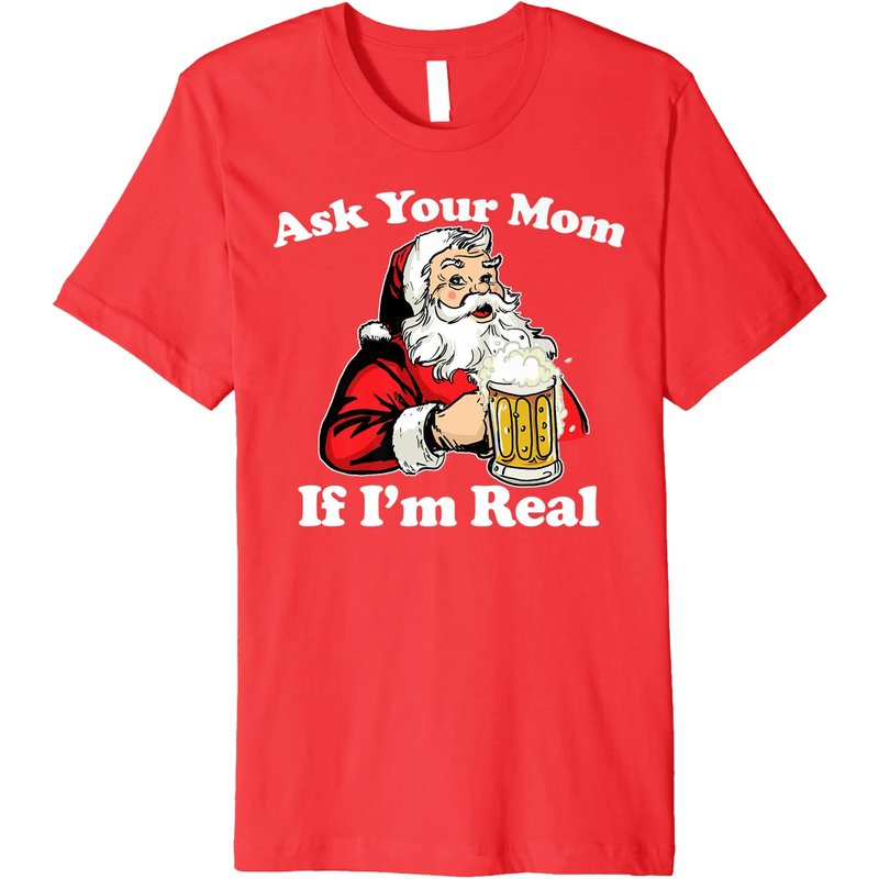 T-shirt de Noël 2023 Santa Demande à ta Maman si je suis Réel pour Hommes — T-shirts pour hommes