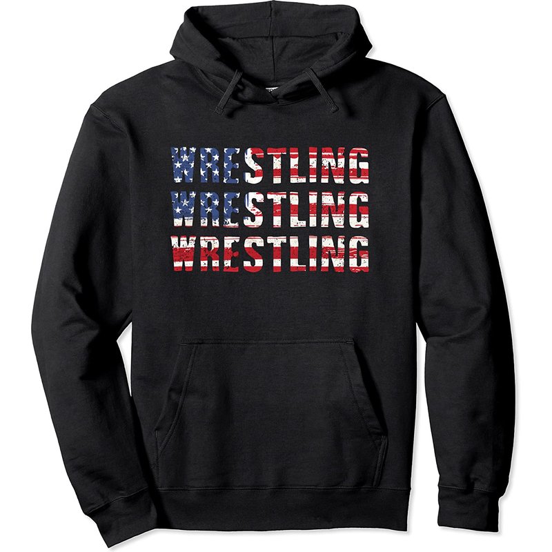 Hoodie Distressed USA Wrestling avec Drapeau Américain