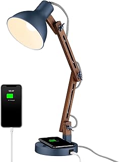 LAMPE DE BUREAU ELYONA EN BOIS SAPELLE AVEC CHARGEUR SANS FIL