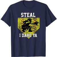 T-shirt pour hommes Softball Catcher Steal I Dare Ya Funny Player