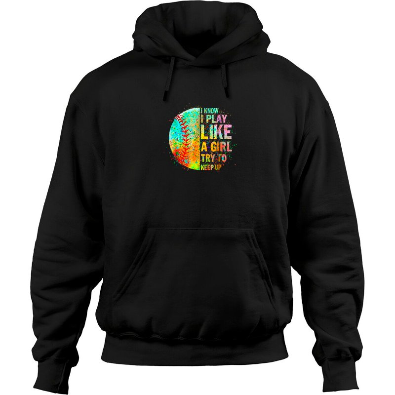 Je Joue Comme Une Fille Hoodie Pullover Softball — Sweats à capuche pour hommes